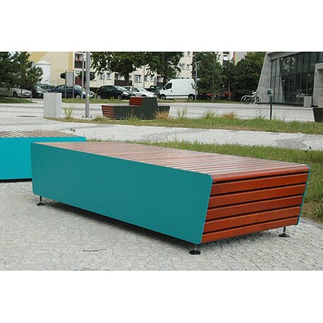 Modulinis metalinis suolas (suoliukas) be atlošo, pagamintas iš Iroko medienos 'Fin Urban design / 001282'