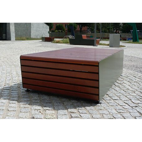 Modulinis metalinis suolas (suoliukas) be atlošo, pagamintas iš Iroko medienos 'Fin Urban design / 001282'