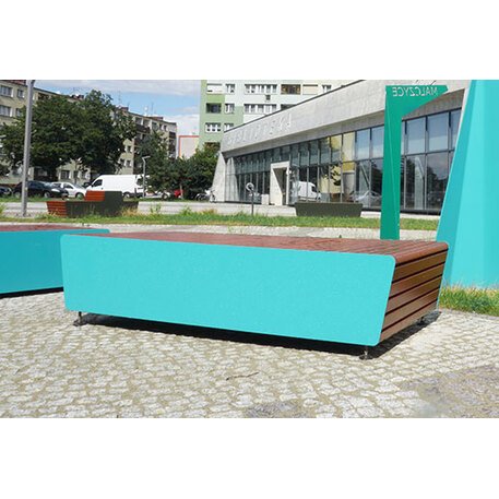 Modulinis metalinis suolas (suoliukas) be atlošo, pagamintas iš Iroko medienos 'Fin Urban design / 001282'