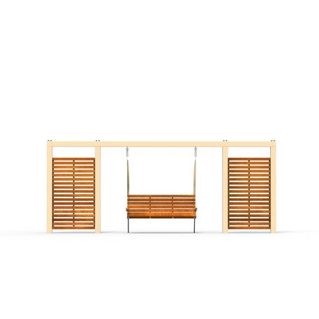 Metalinės lauko supynės su iroko medienos suolu ir treliažu 'Premium Collection / STF/28-31-10/MDL'