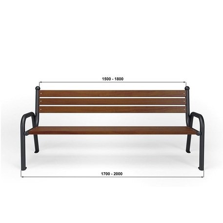 Metalinis suolas su atlošu ir medine sėdimąja dalimi 'MBG/19-Promyk II Retro / 150-180cm'
