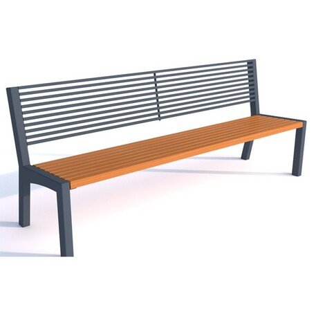 Металлическая скамейка со спинкой и деревянным сиденьем 'MBG/29-Asteria V / 190cm'