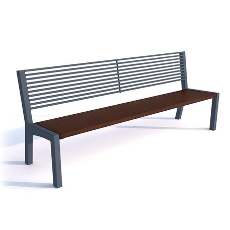 Металлическая скамейка со спинкой и деревянным сиденьем 'MBG/29-Asteria V / 190cm'