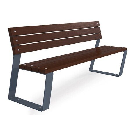 Металлическая скамейка со спинкой и деревянным сиденьем 'MBG/48-Rosa II / 180cm'