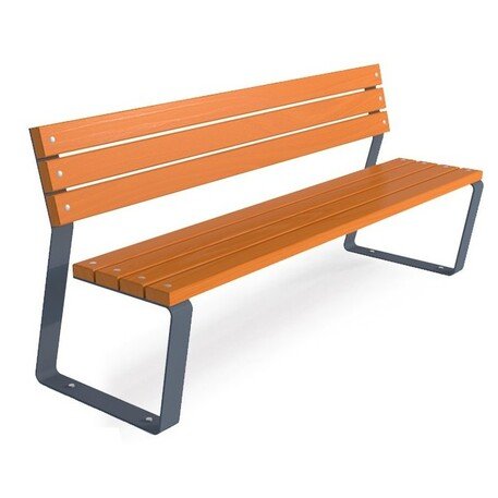 Металлическая скамейка со спинкой и деревянным сиденьем 'MBG/48-Rosa II / 180cm'