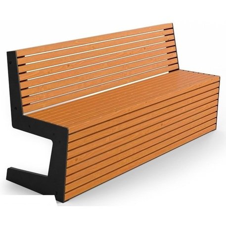 Металлическая скамейка со спинкой и деревянным сиденьем 'MBG/68-Luna II / 182cm'