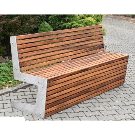 Металлическая скамейка со спинкой и деревянным сиденьем 'MBG/68-Luna II / 182cm'