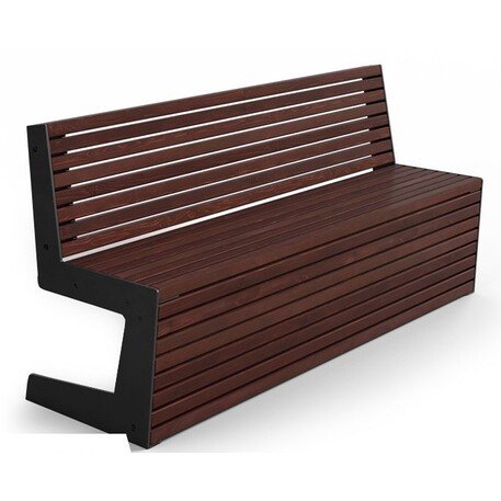 Металлическая скамейка со спинкой и деревянным сиденьем 'MBG/68-Luna II / 182cm'