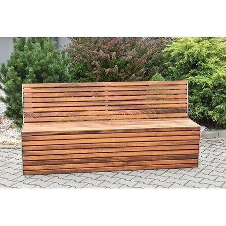 Металлическая скамейка со спинкой и деревянным сиденьем 'MBG/68-Luna II / 182cm'