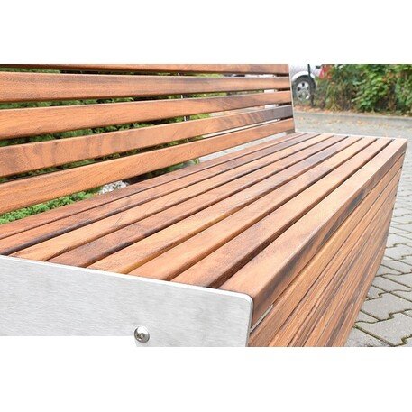 Металлическая скамейка со спинкой и деревянным сиденьем 'MBG/68-Luna II / 182cm'