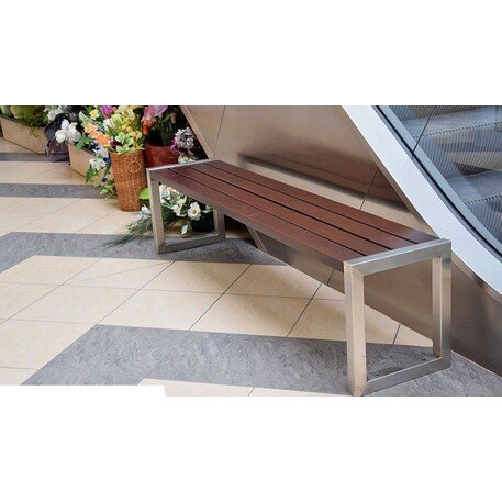 Металлическая скамейка без спинки с деревянным сиденьем 'MBG/88-Frezija / 190cm'