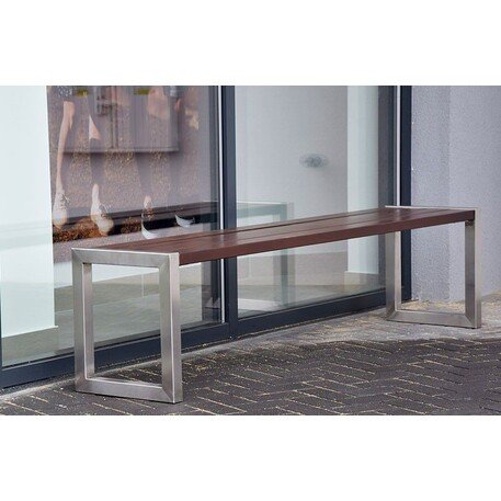 Металлическая скамейка без спинки с деревянным сиденьем 'MBG/88-Frezija / 190cm'