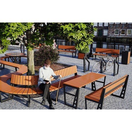 Металлическая скамейка без спинки с деревянным сиденьем 'MBG/108-Amant I / 191cm'