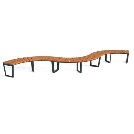 Металлическая скамейка без спинки с деревянным сиденьем 'MBG/108-Amant I / 191cm'