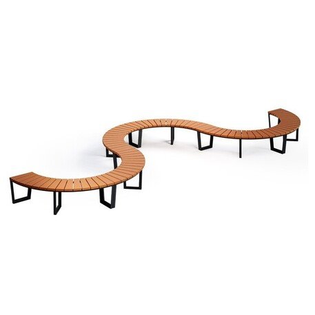 Металлическая скамейка без спинки с деревянным сиденьем 'MBG/108-Amant I / 191cm'