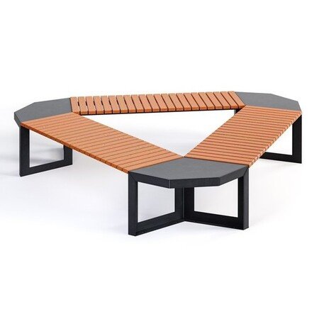 Металлическая скамейка без спинки с деревянным сиденьем 'MBG/118-Opalek I_T / 227cm'