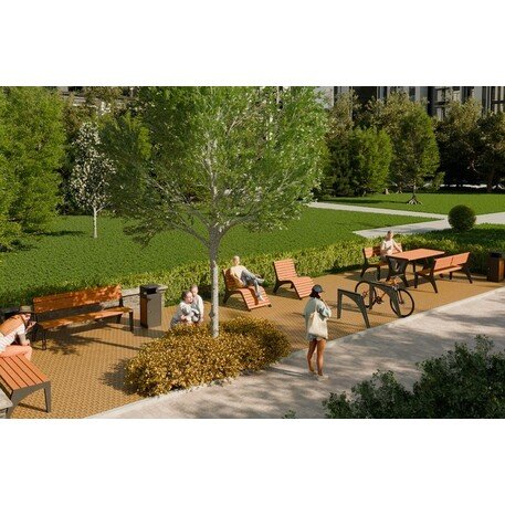 Металлический шезлонг с деревянной лежачей поверхностью 'STF/Oberon/MDL'