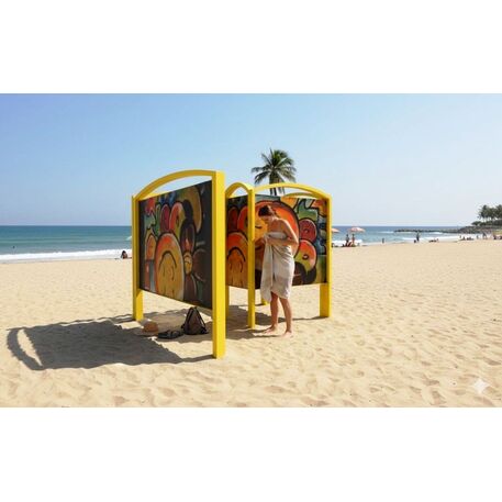 Beach outdoor changing cabin made of metal with HPL panels 'Premium Collection / STF/27-37-02/MDL'