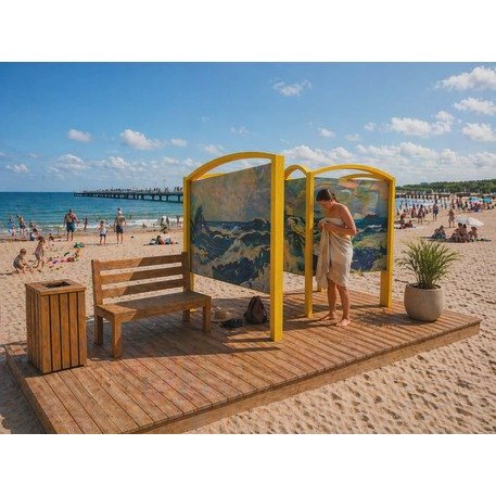 Paplūdimio lauko persirengimo kabina iš metalo su HPL plokštėmis 'Premium Collection / STF/27-37-02/MDL'