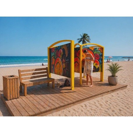 Paplūdimio lauko persirengimo kabina iš metalo su HPL plokštėmis 'Premium Collection / STF/27-37-02/MDL'