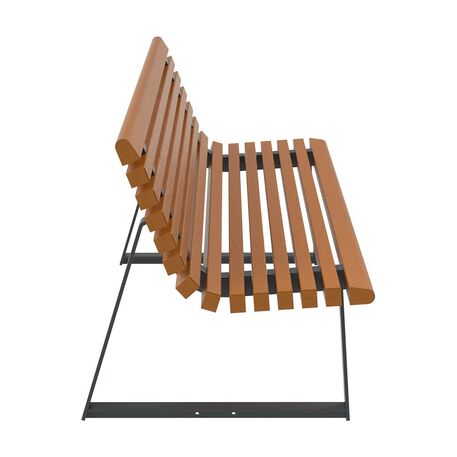 Metal bench with backrest made of Iroko wood 'Urbano 1390/MDL'