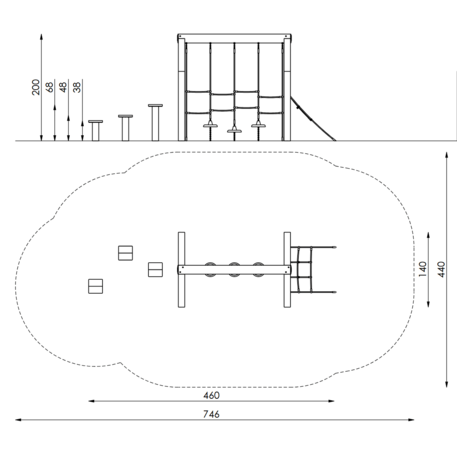 Moduliniai vaikų žaidimų aikštelių kompleksai 3–12 metų vaikams – kolekcija 'Frame / Ninja' MBG-Net house 02605