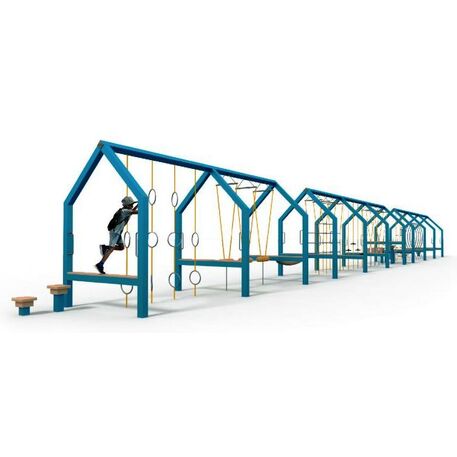 Complessi modulari per parchi giochi per bambini dai 3 ai 12 anni – collezione “Frame / Ninja” MBG-Ninja Frame straight house 02618