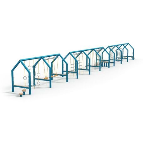 Complessi modulari per parchi giochi per bambini dai 3 ai 12 anni – collezione “Frame / Ninja” MBG-Ninja Frame straight house 02618