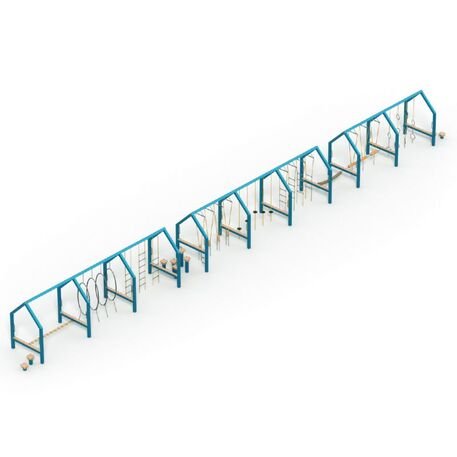 Complessi modulari per parchi giochi per bambini dai 3 ai 12 anni – collezione “Frame / Ninja” MBG-Ninja Frame straight house 02618