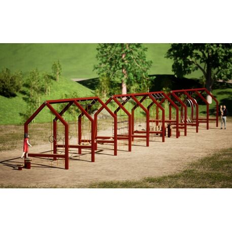 Complessi modulari per parchi giochi per bambini dai 3 ai 12 anni – collezione “Frame / Ninja” MBG-Ninja Frame straight house 02618