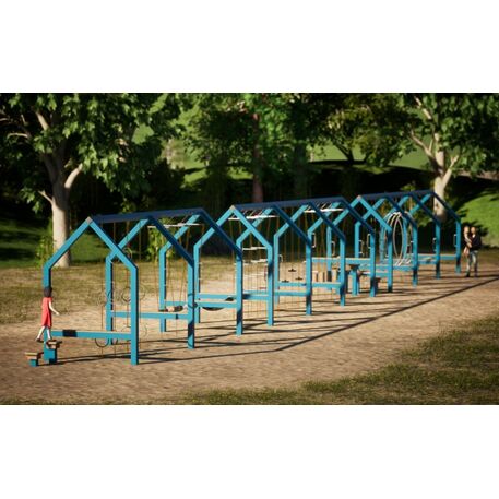 Complessi modulari per parchi giochi per bambini dai 3 ai 12 anni – collezione “Frame / Ninja” MBG-Ninja Frame straight house 02618