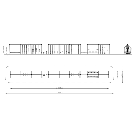 Complessi modulari per parchi giochi per bambini dai 3 ai 12 anni – collezione “Frame / Ninja” MBG-Ninja Frame straight house 02618