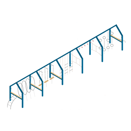 Complessi modulari per parchi giochi per bambini dai 3 ai 12 anni – collezione “Frame / Ninja” MBG-Ninja Frame Freiburg II house 02633