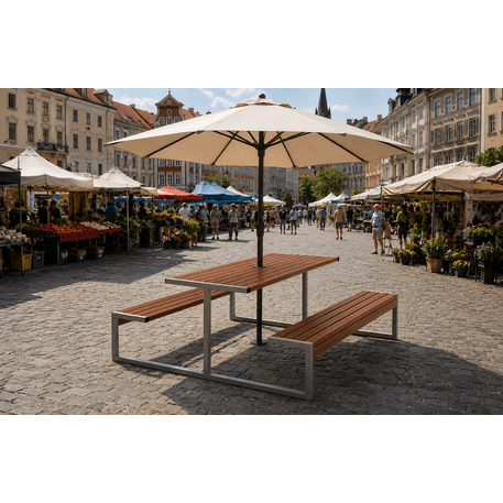 Metall-Picknicktisch mit Bänken und Holzsitzflächen 'Picnic_10D'