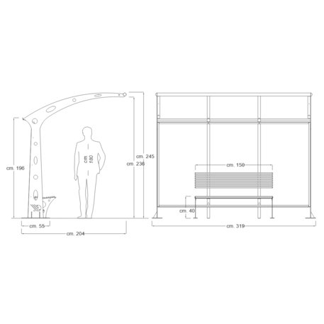 Autobusų stotelės stoginė, paviljonas 'Acaya 231'