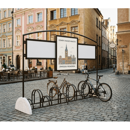 Bicycle stand with concrete base and display panel "Pireo Display" – 9 bicycle capacity