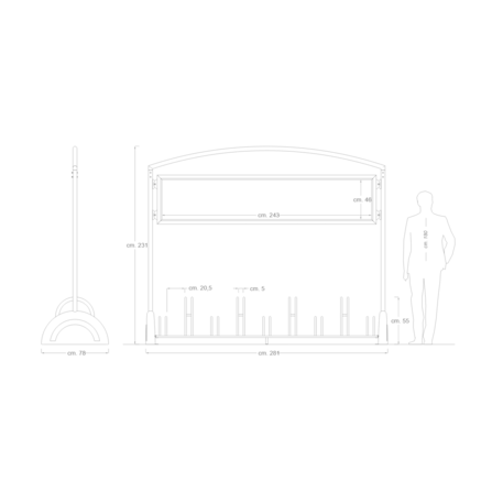 Bicycle stand with concrete base and display panel "Pireo Display" – 9 bicycle capacity