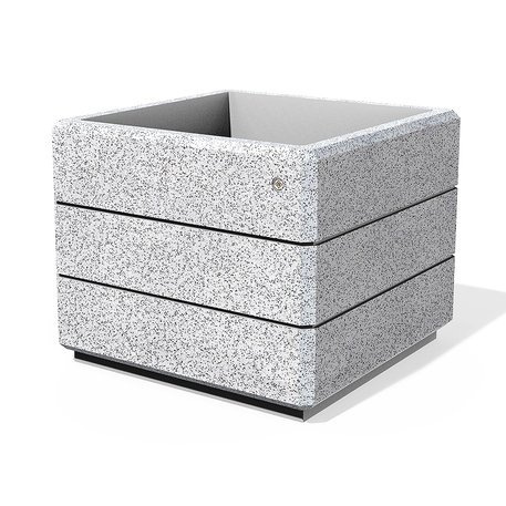 Kvadratinis betoninis vazonas – gėlinė, padengta smulkia granito skaldele 'Premium / 80x80xH/65cm_BS-226'