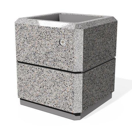 Kvadratinis betoninis vazonas – gėlinė, padengta smulkia granito skaldele 'Premium / 38x38xH/43cm / BS-77'