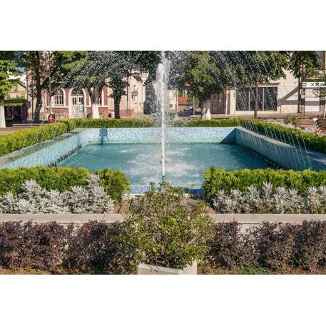 Kvadratinis betoninis vazonas – gėlinė, padengta smulkia granito skaldele 'Premium / 38x38xH/43cm / BS-77'