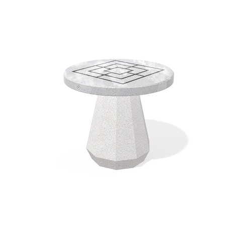 Betoninis šachmatų žaidimo stalas su natūralaus marmuro ir granito skalda, šlifuotu terrazzo paviršiumi 'Premium / Ø80xH/70cm / BS-188'