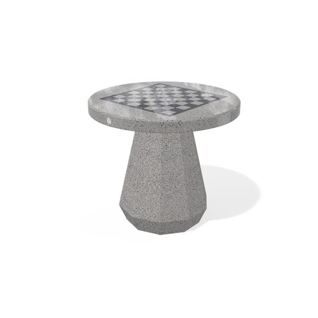 Betoninis šachmatų žaidimo stalas su natūralaus marmuro ir granito skalda, šlifuotu terrazzo paviršiumi 'Premium / Ø80xH/70cm / BS-188'