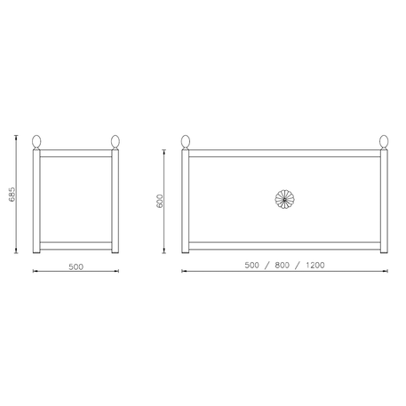 Metalinis klasikinio stiliaus vazonas (gėlinė) 'Steno 50/80/120x50xH/60cm'