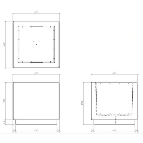 Concrete litter bin '50x50xH/45cm / 50L'