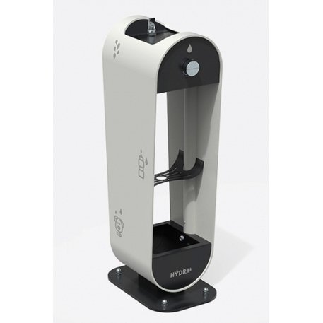 Metalinė geriamojo vandens kolonėlė su fontanu žmonėms, gertuve šunims ir butelių pripildymo funkcija 'Design Award 2024 / HYDRA S + DOGS'