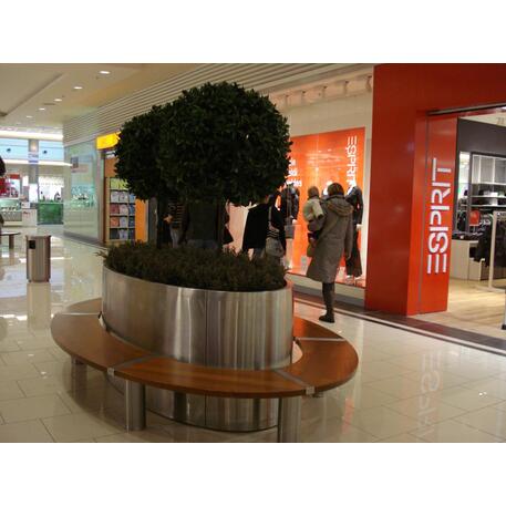 Metalowa donica z zintegrowaną ławką z drewna Iroko 'Premium Collection / STF/13-04-44/MDL'