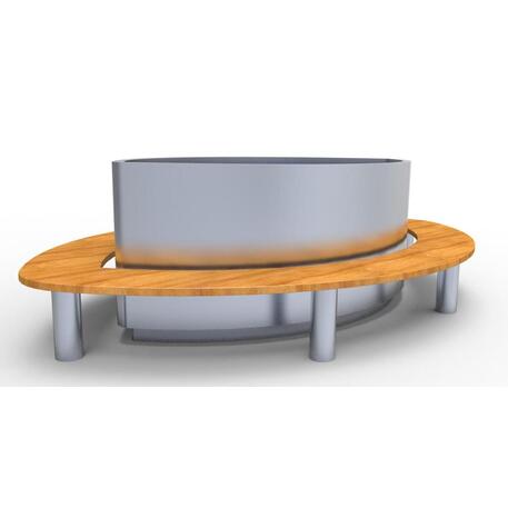 Metalowa donica z zintegrowaną ławką z drewna Iroko 'Premium Collection / STF/13-04-44/MDL'