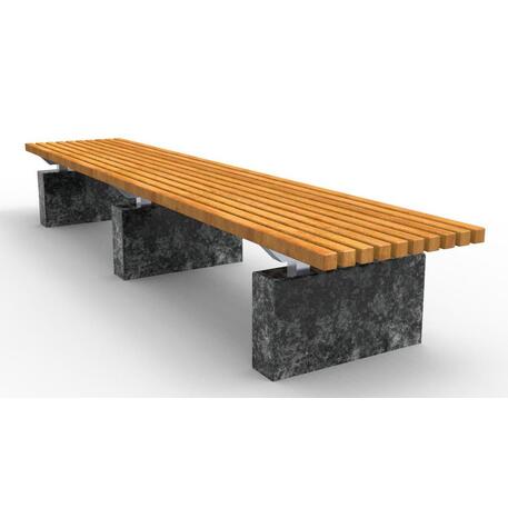 Concrete / granite bench without backrest, with Iroko wood seating 'Premium Collection / STF/13-02-38/MDL'
