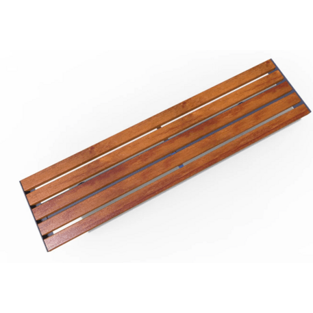 Metalinis suolas (suoliukas) be atlošo, pagamintas iš Iroko medienos 'Premium Collection / STF/21-02-22/MDL'