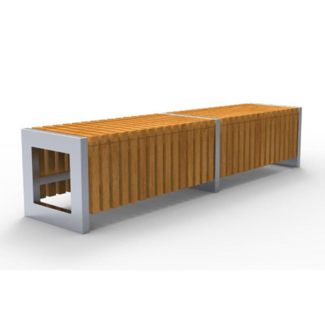 Metalinis suolas (suoliukas) be atlošo, pagamintas iš Iroko medienos 'Premium Collection / STF/19-02-38/MDL'